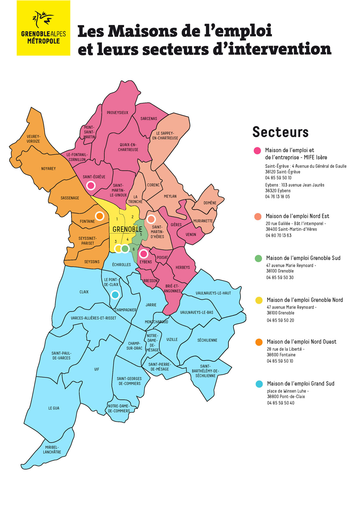 Les maisons de l'emploi et leurs secteurs d'intervention