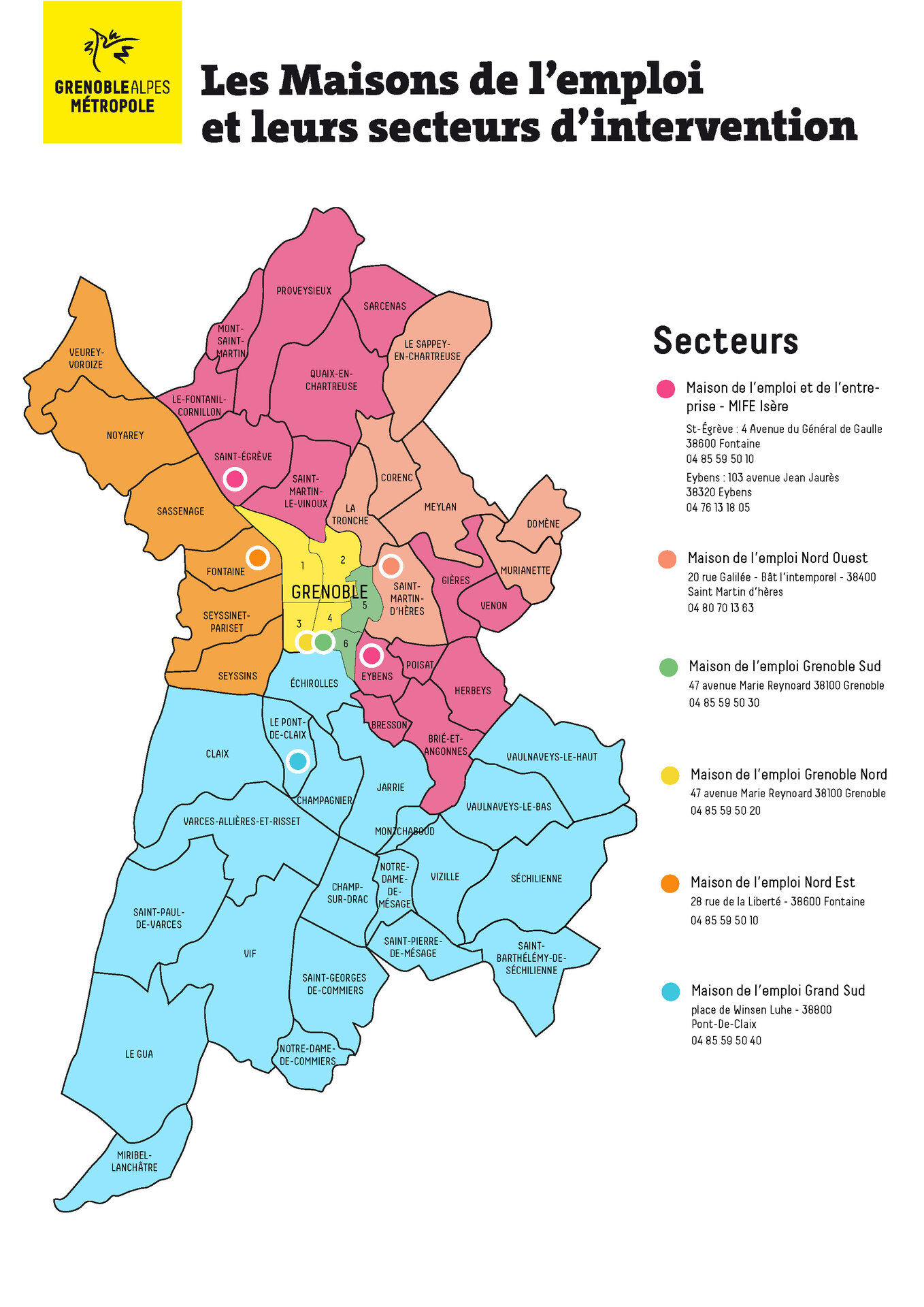 Les maisons de l'emploi et leurs secteurs d'intervention